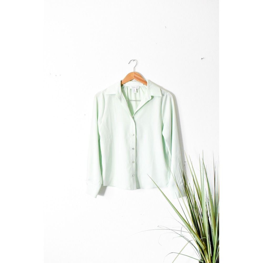 Rachel Zoe Button Down Shirt Womens Small Mint Green Long Sleeve Blouse